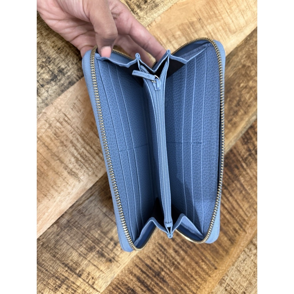 Gucci GG Canvas Round Zipper Wallet Beige Blue - Picture 6 of 9